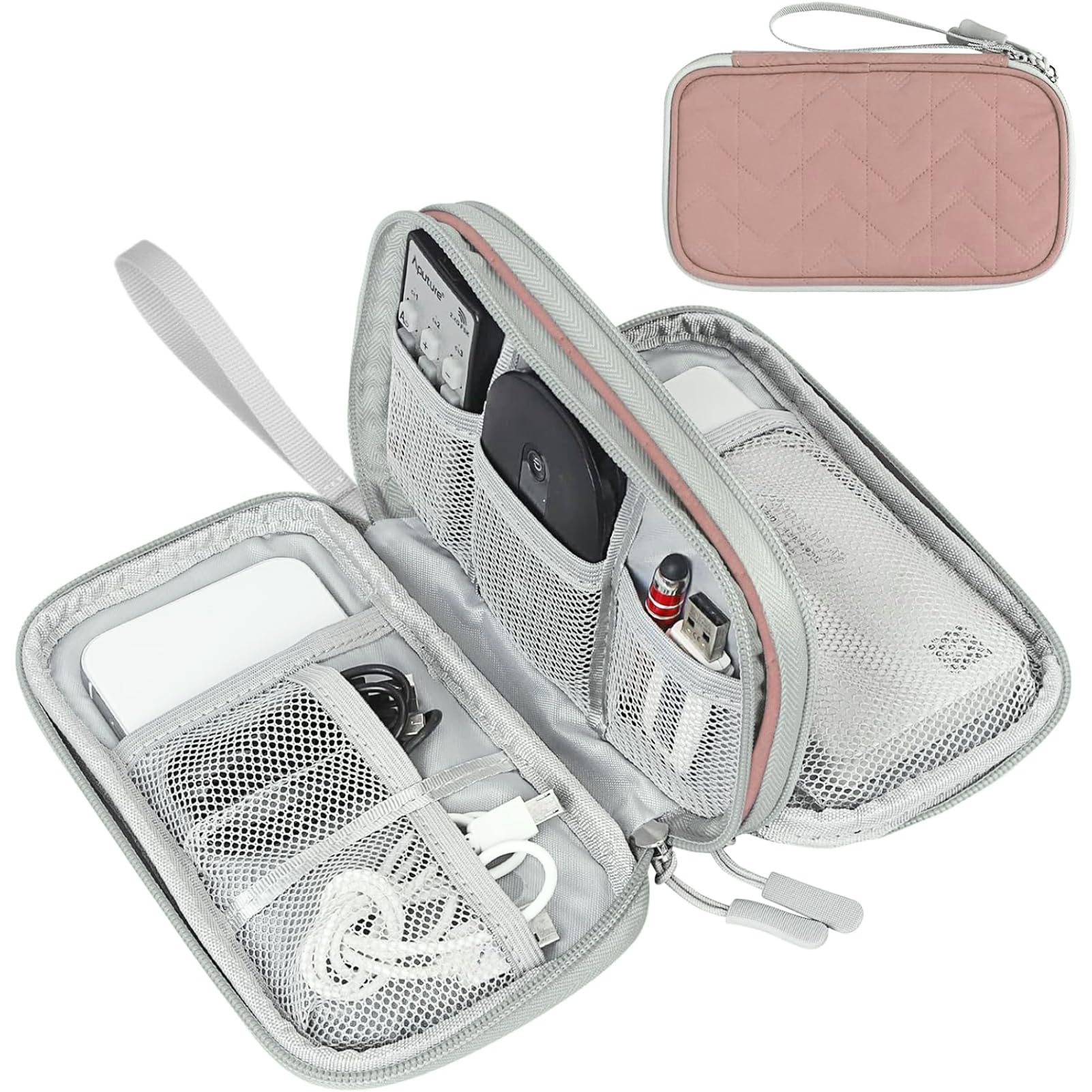 FYY Travel Cable Organizer Pouch Electronic Accessories Carry Case Portable Waterproof Double Layers All-in-One Storage Bag for Cord, Charger, Phone, Earphone Black