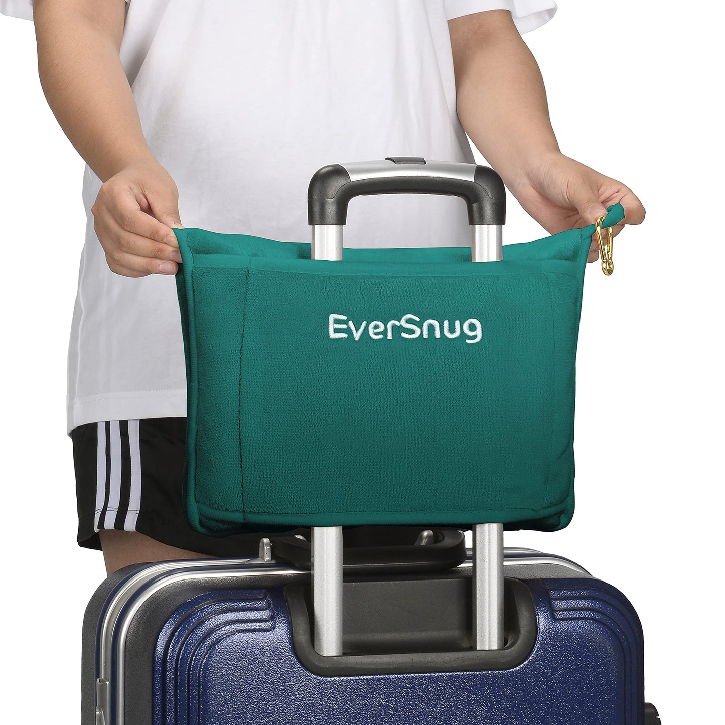 EverSnug Travel Blanket and Pillow - Ultra-Soft, Compact & Lightweight, 65x40 Inches, with Carry Case, Luggage Sleeve & Backpack Clip for Airplane Comfort (Black)