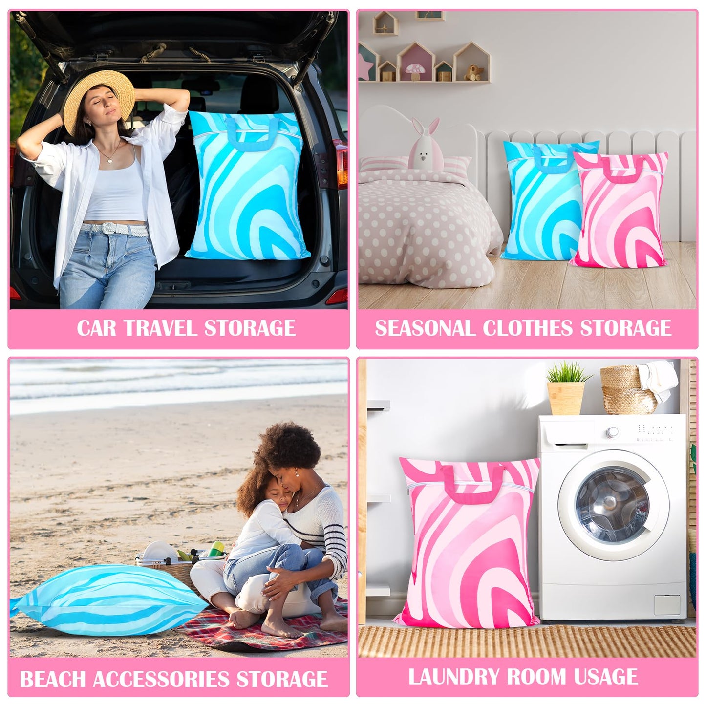 2 Pcs Large Travel Laundry Bag Waterproof with handle Washable Dirty Clothes Bag for Traveling Wet Dry Bag Bathing Suit Workout Bag for Gym Clothes Laundry Wet Clothes Swimming Pool College Dorm