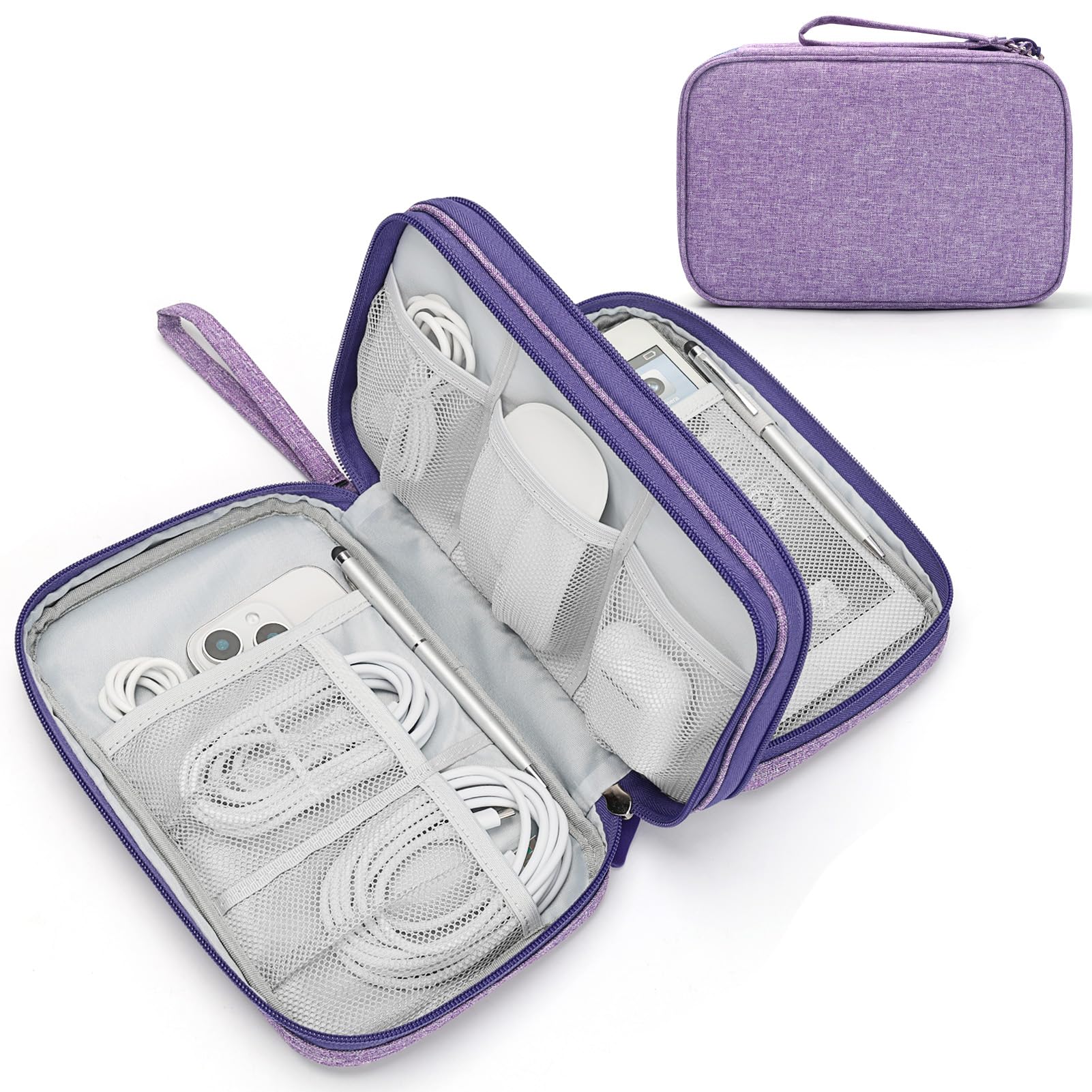 FYY Travel Cable Organizer Pouch Electronic Accessories Carry Case Portable Waterproof Double Layers All-in-One Storage Bag for Cord, Charger, Phone, Earphone Black