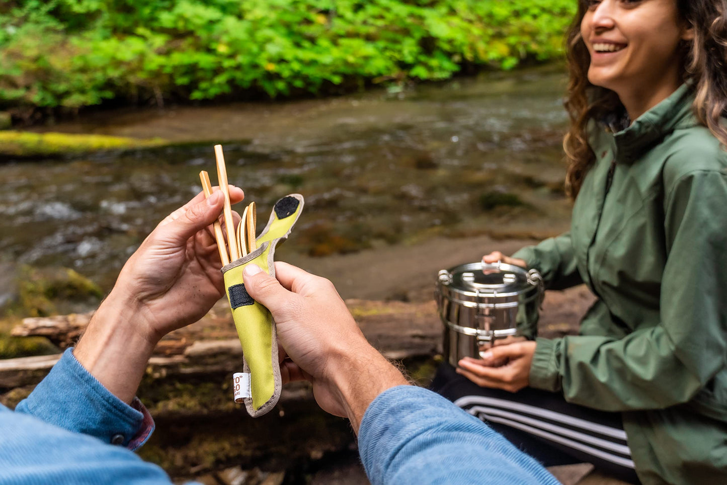 To Go Ware To Go Ware Reusable Bamboo Travel Utensils with Carrying Case & Carabiner Clip | Bamboo Utensils | Eco Friendly