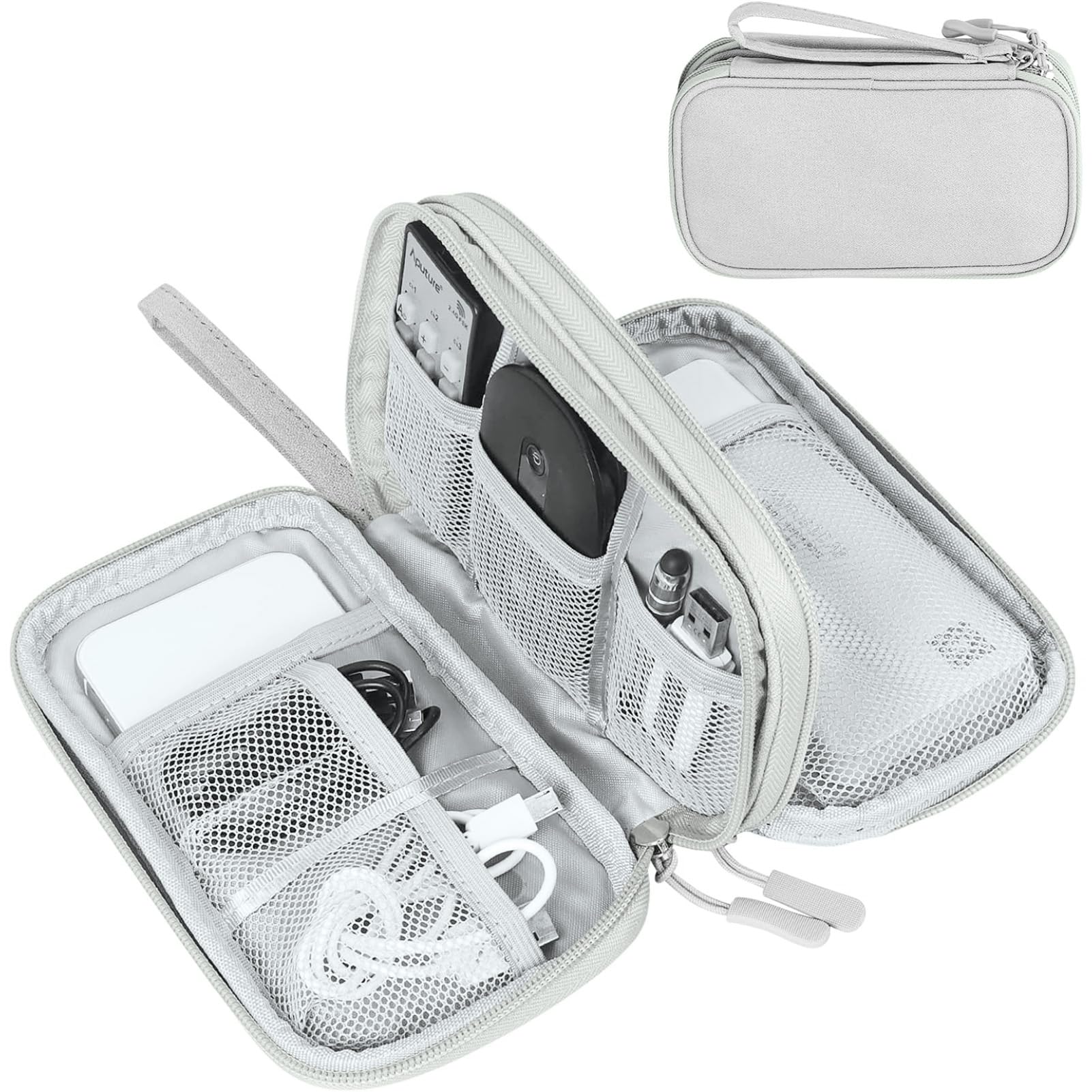 FYY Travel Cable Organizer Pouch Electronic Accessories Carry Case Portable Waterproof Double Layers All-in-One Storage Bag for Cord, Charger, Phone, Earphone Black