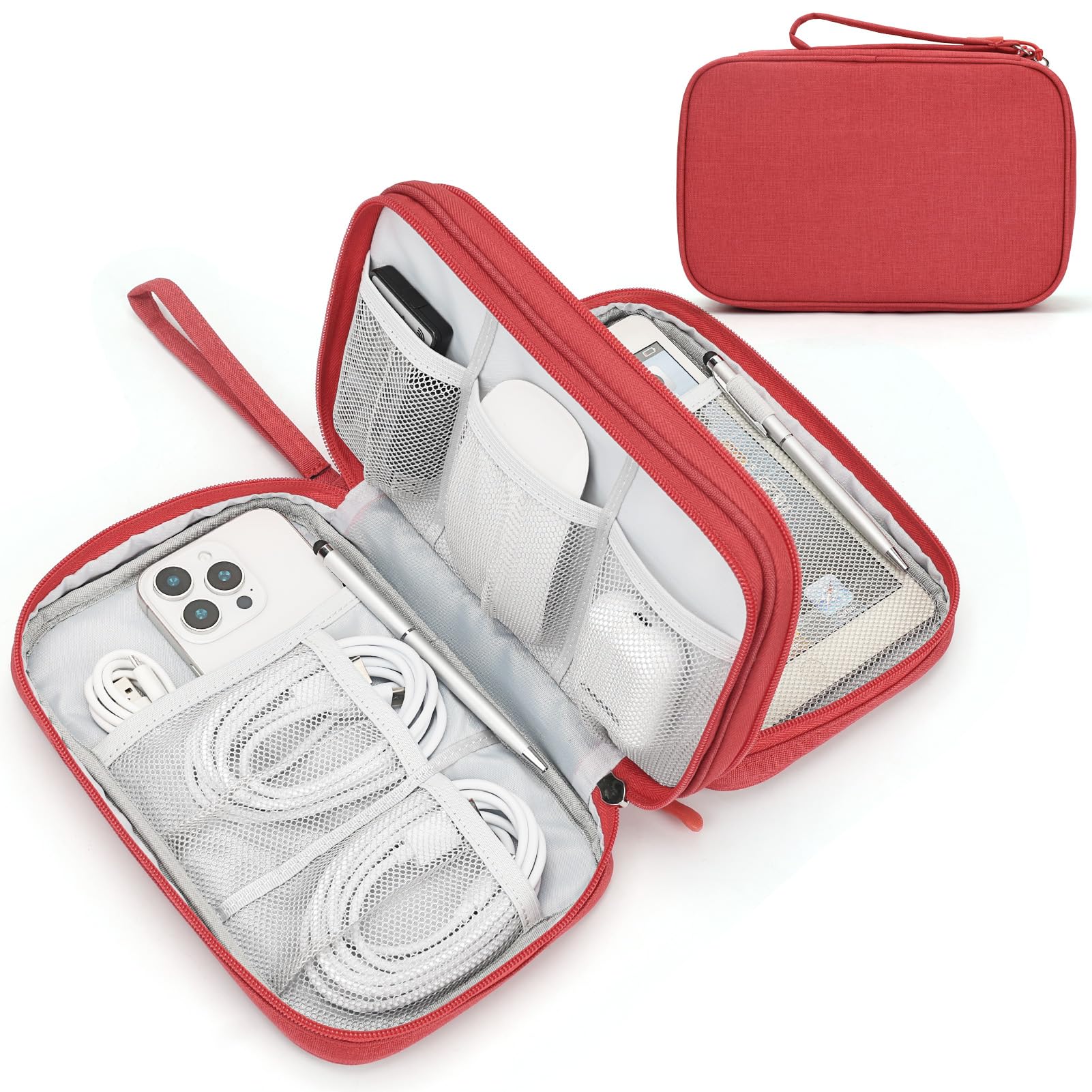 FYY Travel Cable Organizer Pouch Electronic Accessories Carry Case Portable Waterproof Double Layers All-in-One Storage Bag for Cord, Charger, Phone, Earphone Black