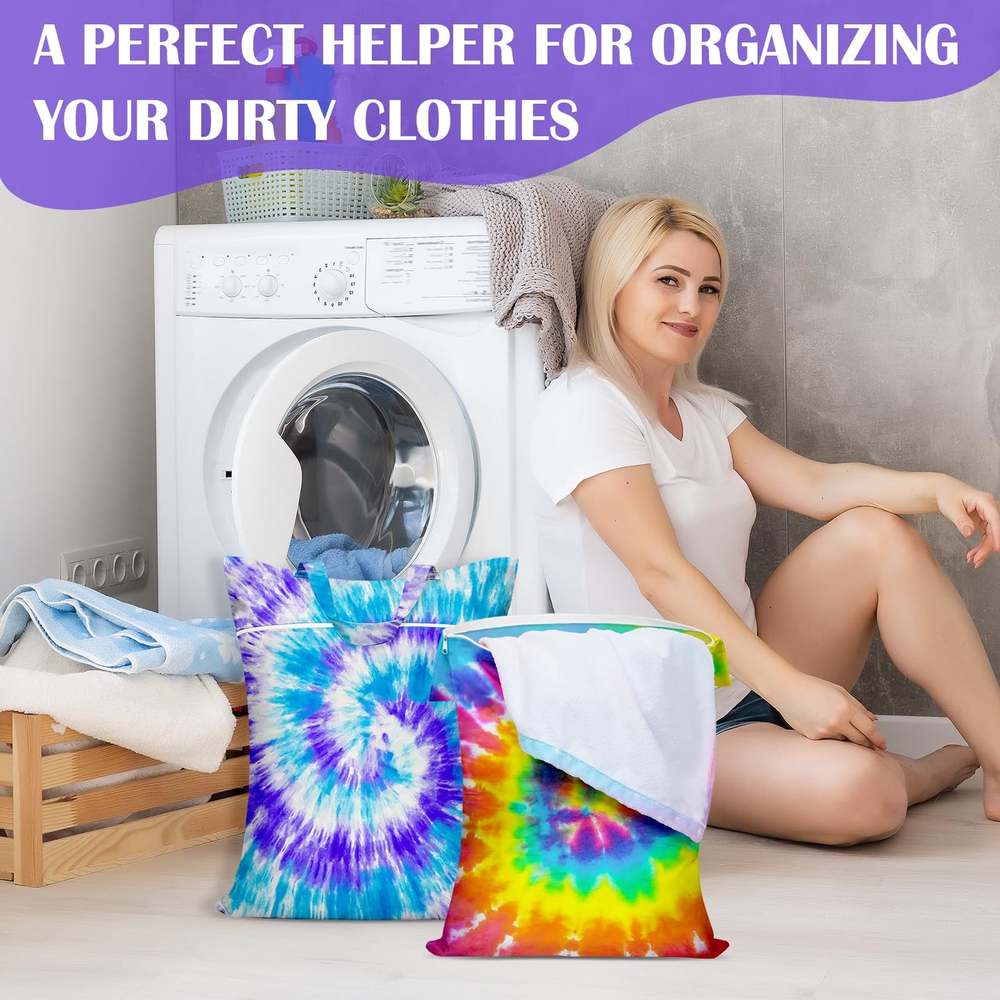 2 Pcs Large Travel Laundry Bag Waterproof with handle Washable Dirty Clothes Bag for Traveling Wet Dry Bag Bathing Suit Workout Bag for Gym Clothes Laundry Wet Clothes Swimming Pool College Dorm