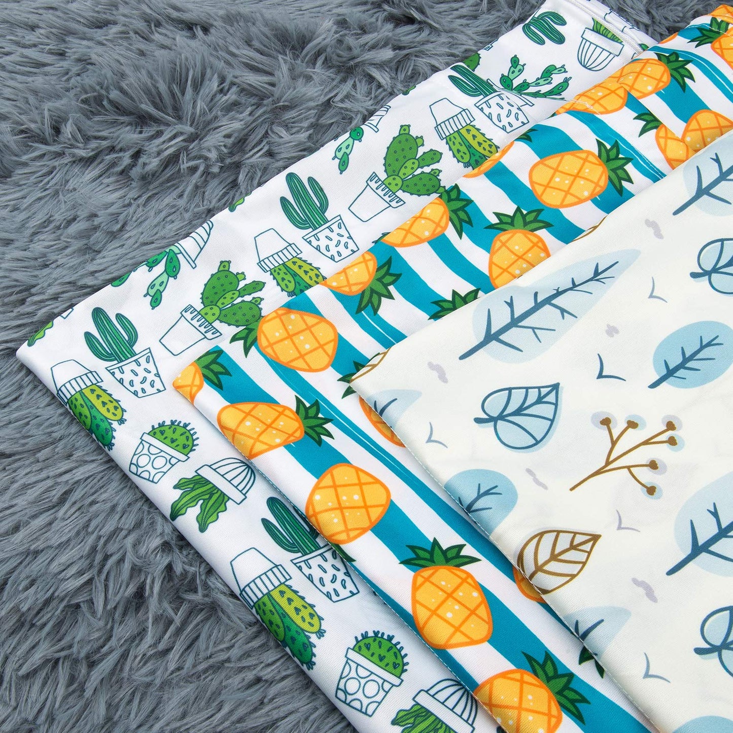 babygoal Wet Dry Bags 3 Pack, Waterproof Reusable Travel Bags for Swimsuits, Baby Cloth Diapers, Beach, Pool, Gym Bag & Wet Clothes with 2 Pockets L-BWG