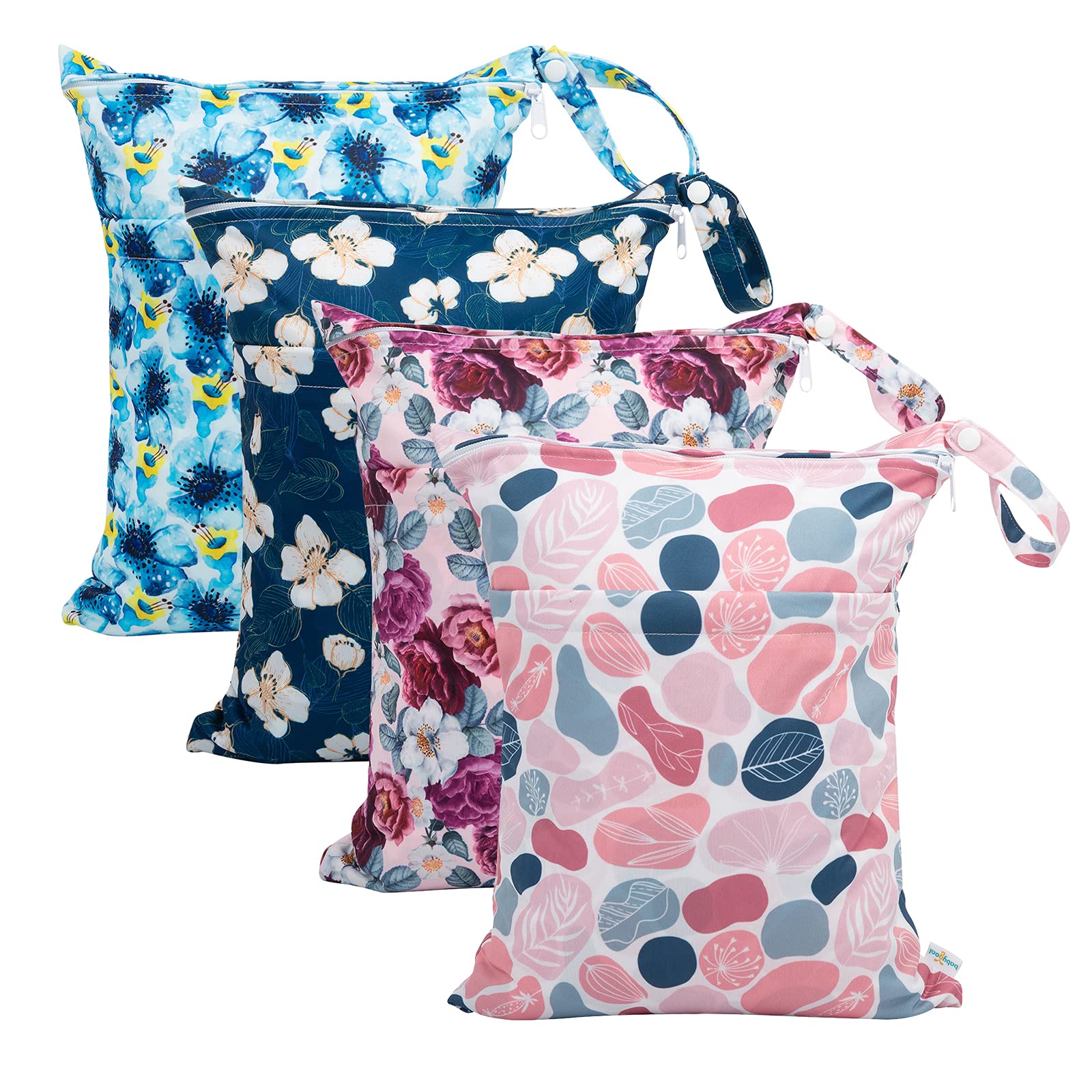 babygoal Wet Dry Bags 3 Pack, Waterproof Reusable Travel Bags for Swimsuits, Baby Cloth Diapers, Beach, Pool, Gym Bag & Wet Clothes with 2 Pockets L-BWG