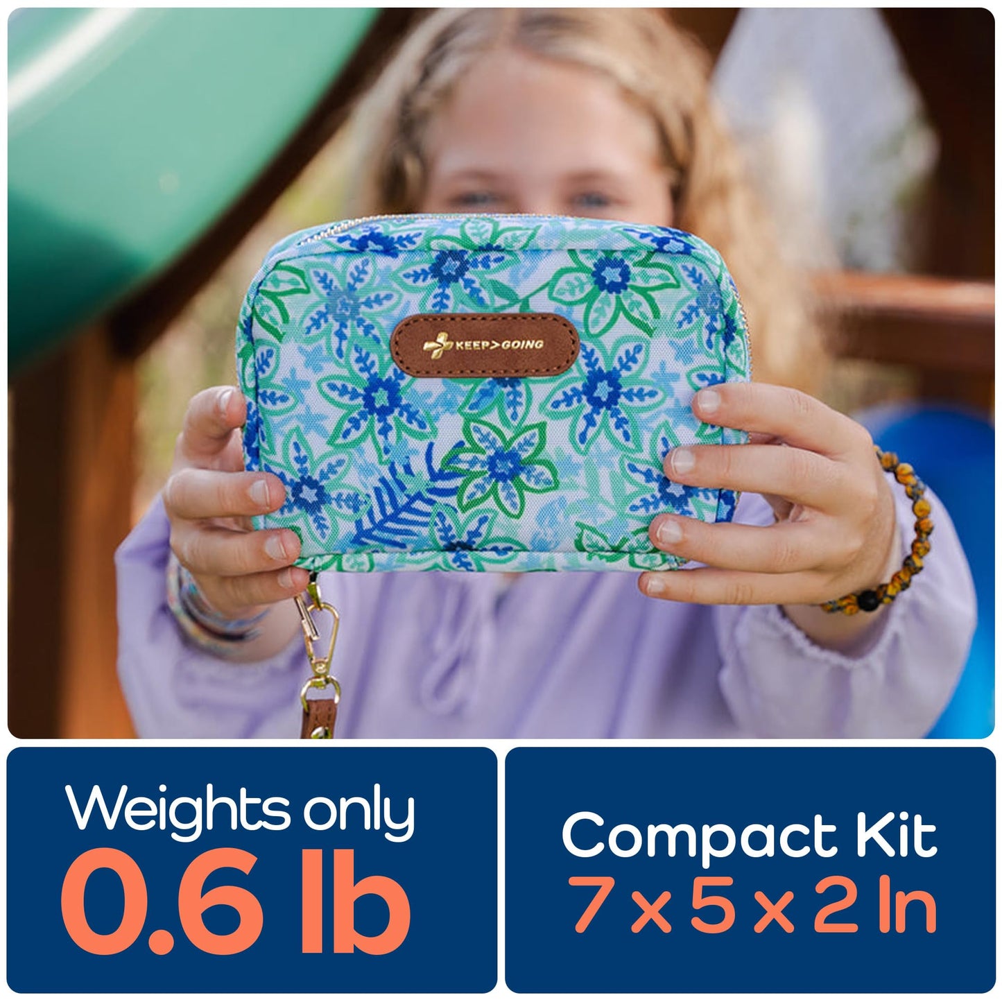 KeepGoing Travel First Aid Kit for Kids – 130 Pc. for Car, Home, Purse, Diaper Bag & Backpack with Latex-Free Bandages - Mini First Aid Kit Travel Size TSA-Approved