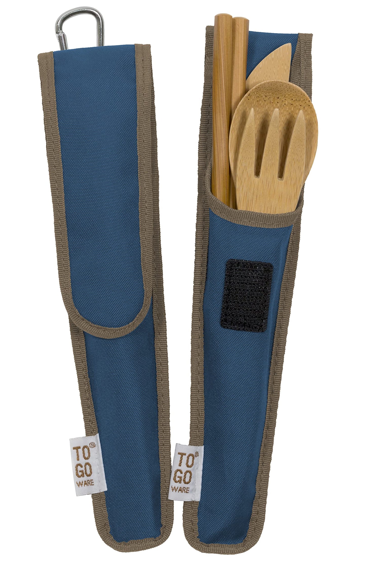 To Go Ware To Go Ware Reusable Bamboo Travel Utensils with Carrying Case & Carabiner Clip | Bamboo Utensils | Eco Friendly