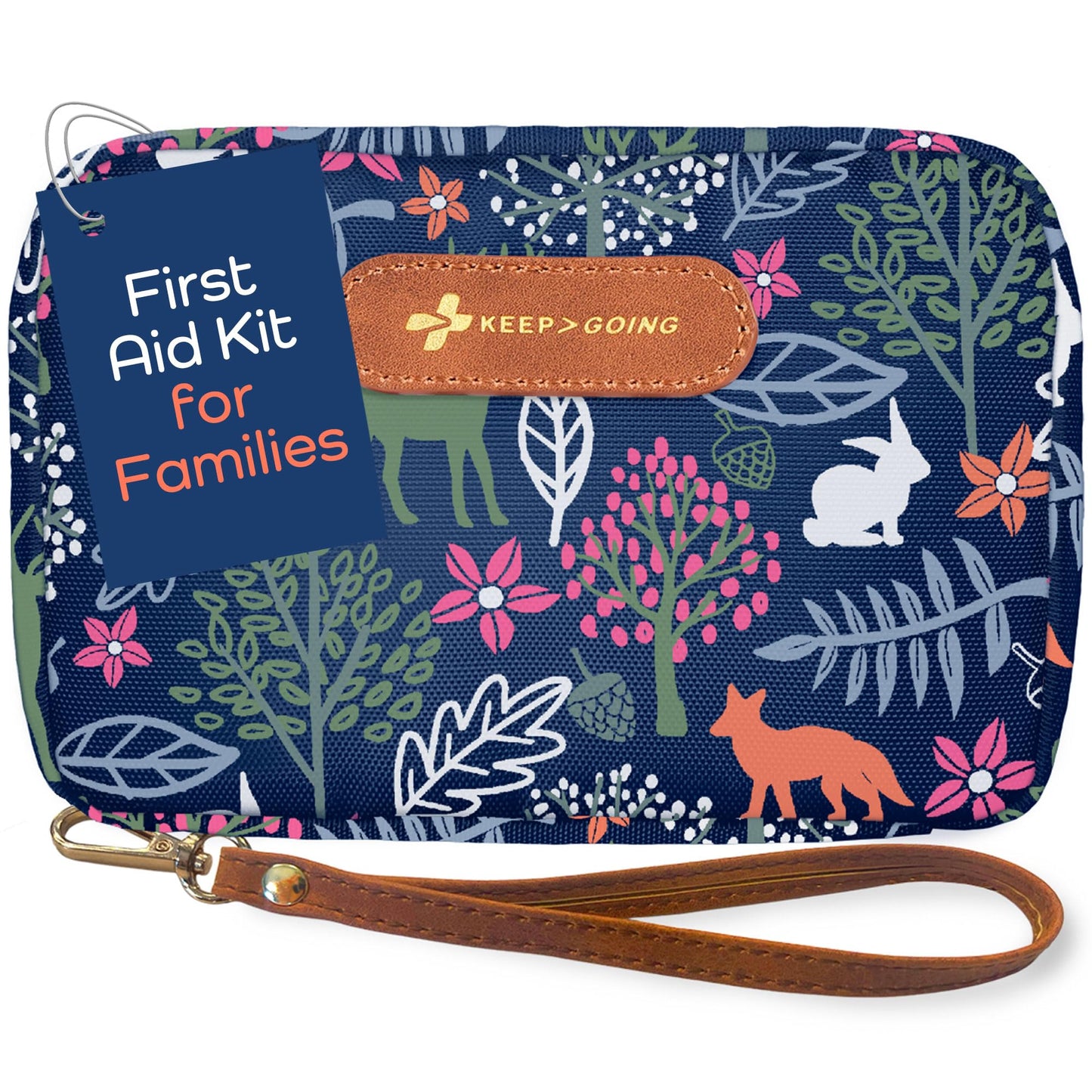 KeepGoing Travel First Aid Kit for Kids – 130 Pc. for Car, Home, Purse, Diaper Bag & Backpack with Latex-Free Bandages - Mini First Aid Kit Travel Size TSA-Approved