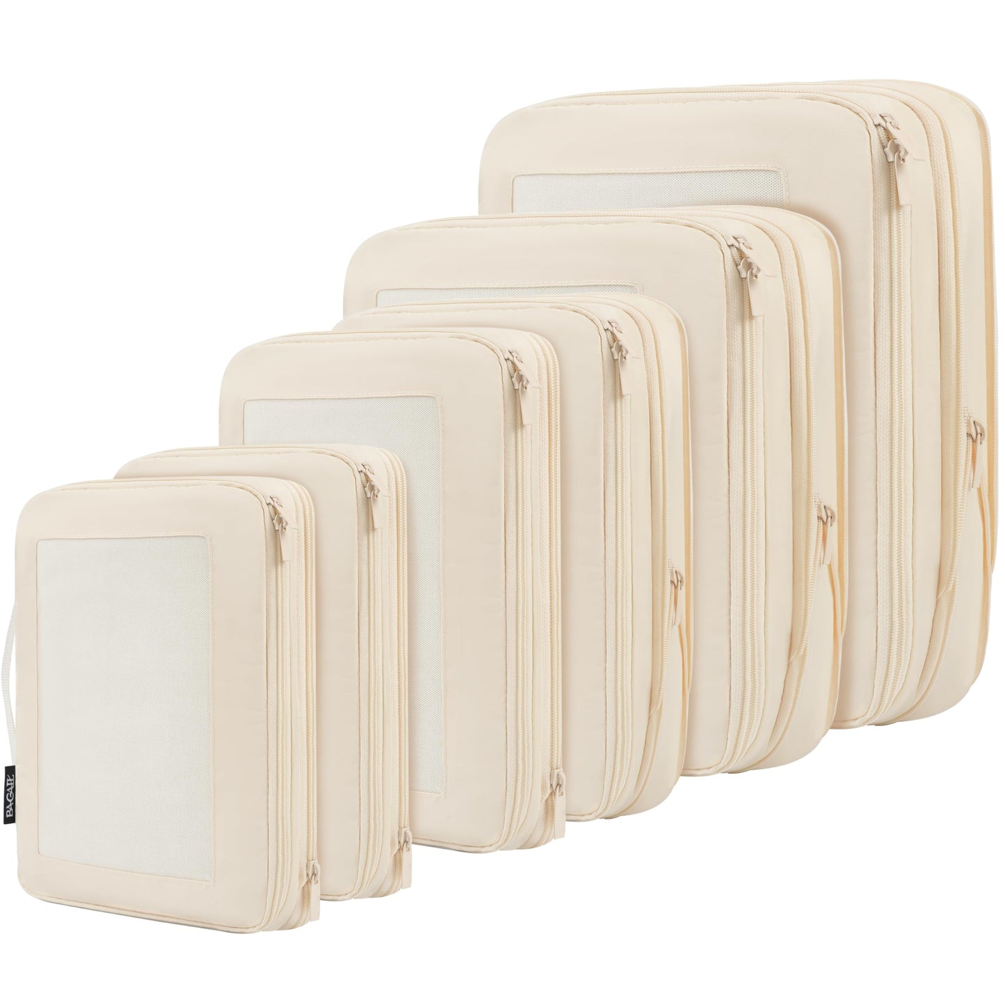 BAGAIL 4 Set/6 Set/8 Set Compression Packing Cubes Travel Accessories Expandable Packing Organizers (Half Mesh, 6-Black)