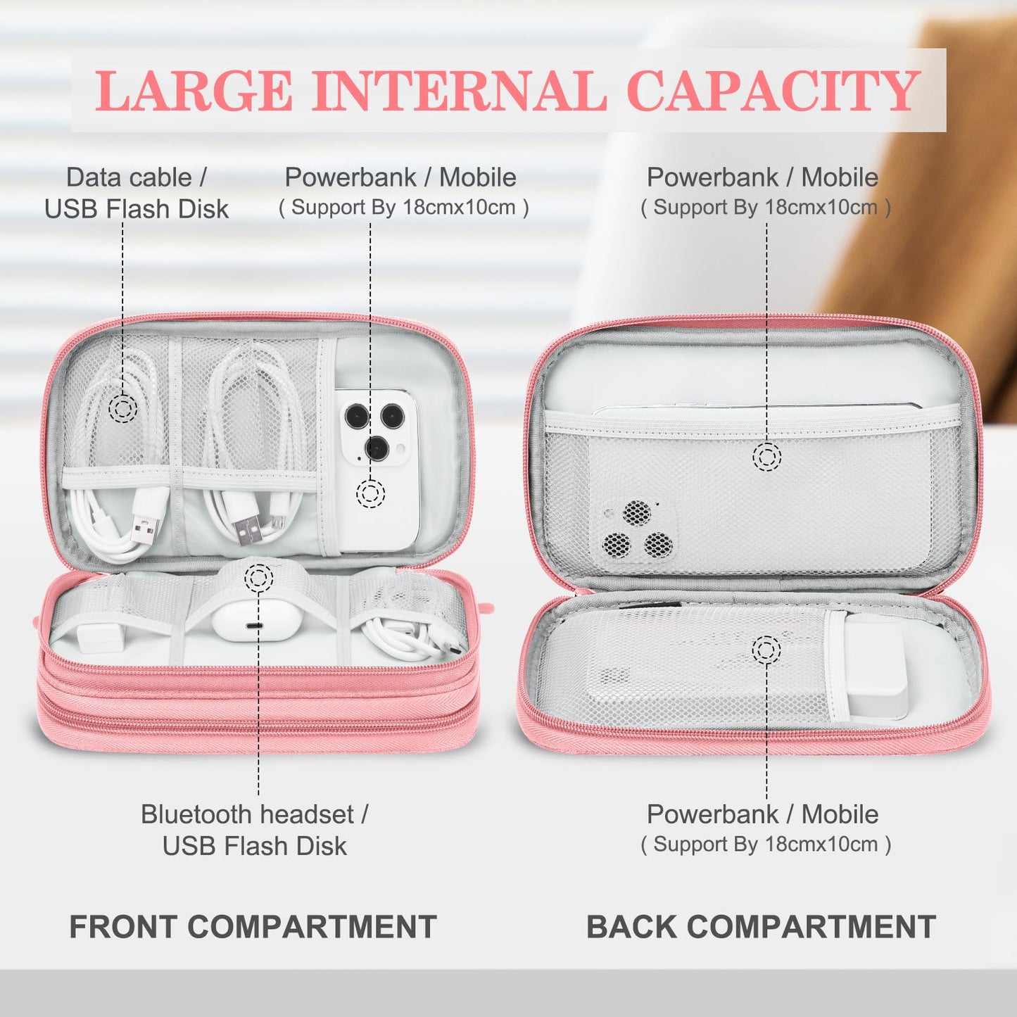 FYY Travel Cable Organizer Pouch Electronic Accessories Carry Case Portable Waterproof Double Layers All-in-One Storage Bag for Cord, Charger, Phone, Earphone Black