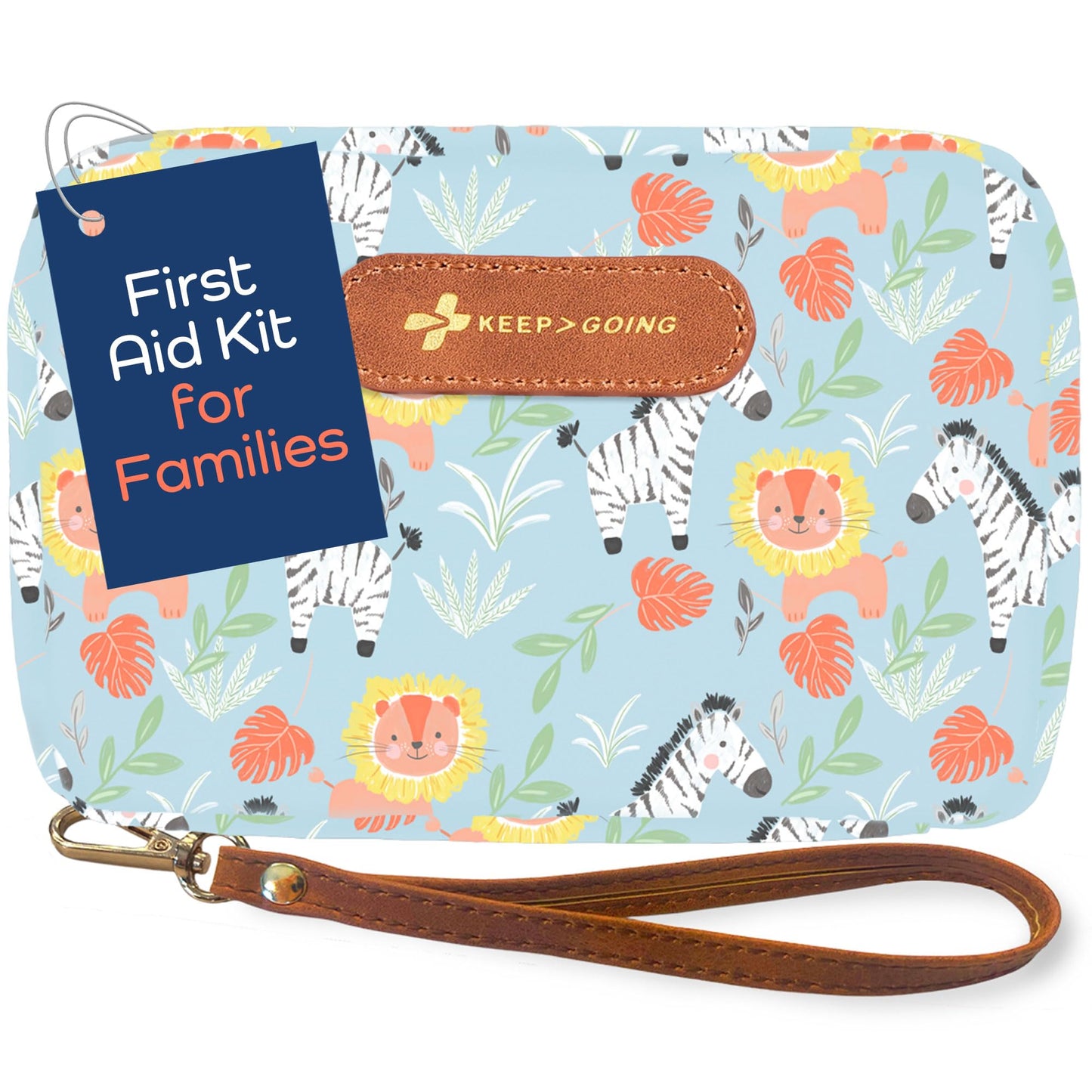 KeepGoing Travel First Aid Kit for Kids – 130 Pc. for Car, Home, Purse, Diaper Bag & Backpack with Latex-Free Bandages - Mini First Aid Kit Travel Size TSA-Approved