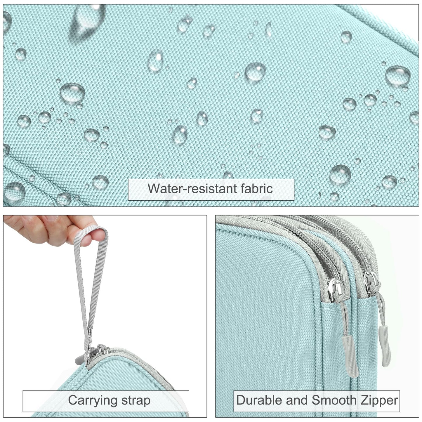 FYY Travel Cable Organizer Pouch Electronic Accessories Carry Case Portable Waterproof Double Layers All-in-One Storage Bag for Cord, Charger, Phone, Earphone Black