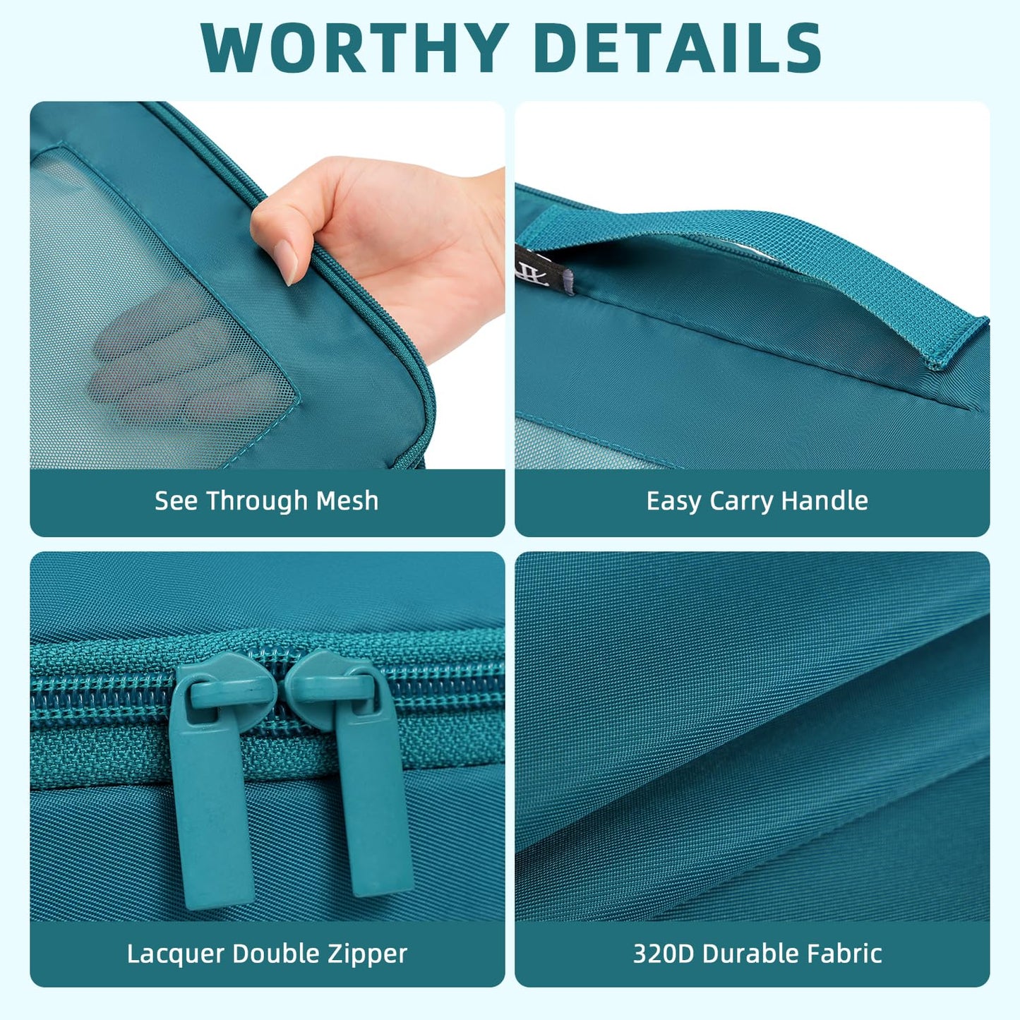 BAGAIL 4 Set/6 Set/8 Set Compression Packing Cubes Travel Accessories Expandable Packing Organizers (Half Mesh, 6-Black)