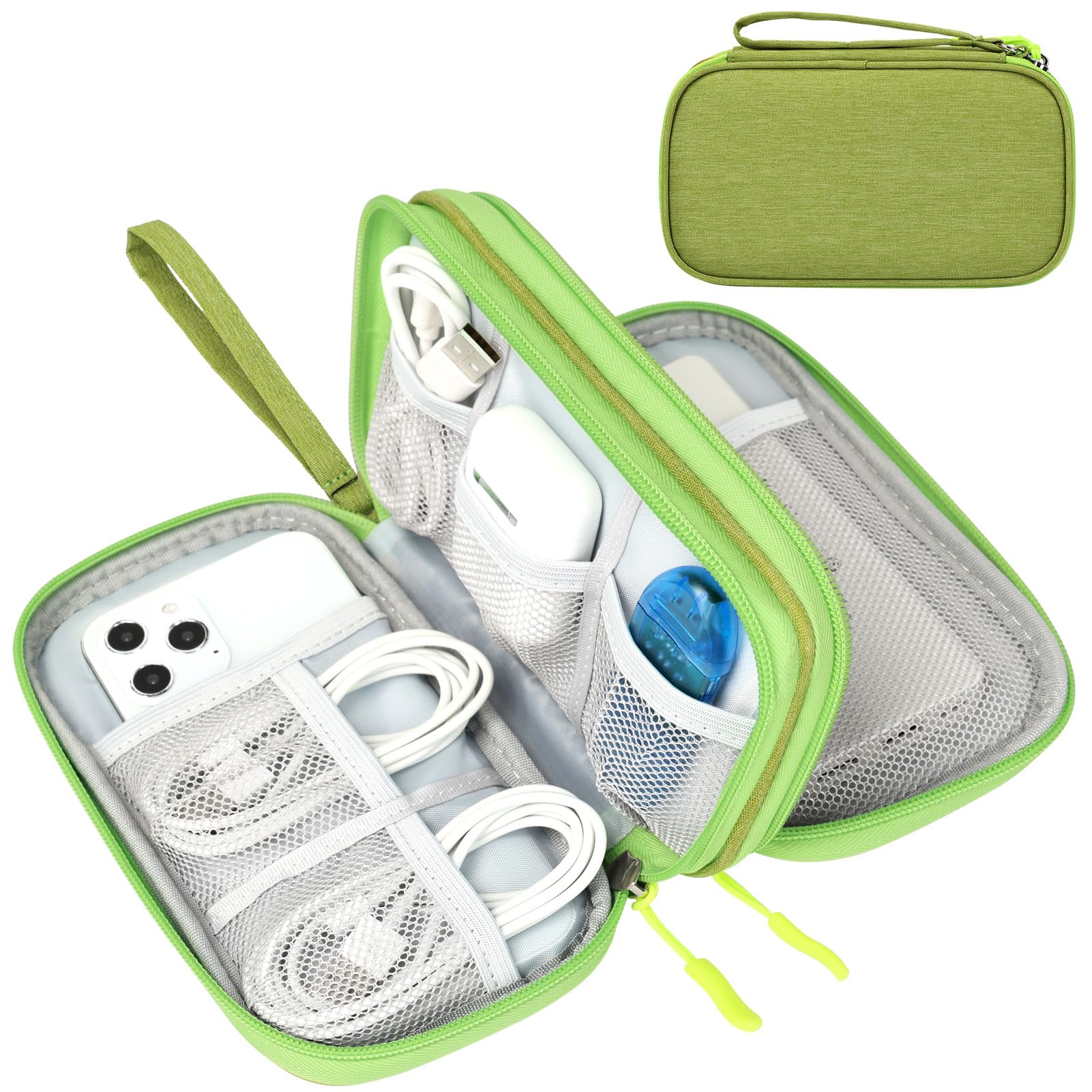 FYY Travel Cable Organizer Pouch Electronic Accessories Carry Case Portable Waterproof Double Layers All-in-One Storage Bag for Cord, Charger, Phone, Earphone Black