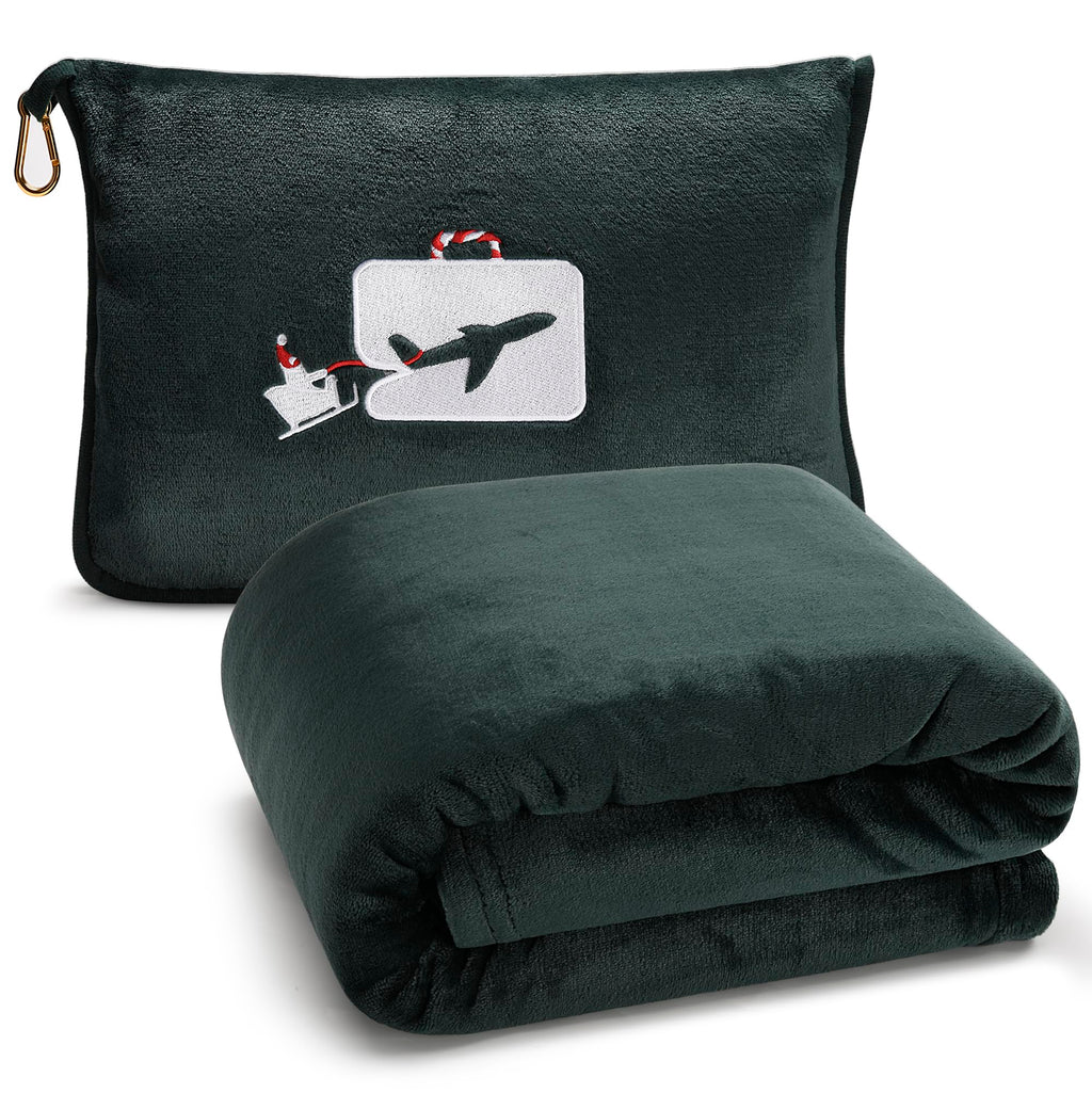 EverSnug Travel Blanket and Pillow - Ultra-Soft, Compact & Lightweight, 65x40 Inches, with Carry Case, Luggage Sleeve & Backpack Clip for Airplane Comfort (Black)
