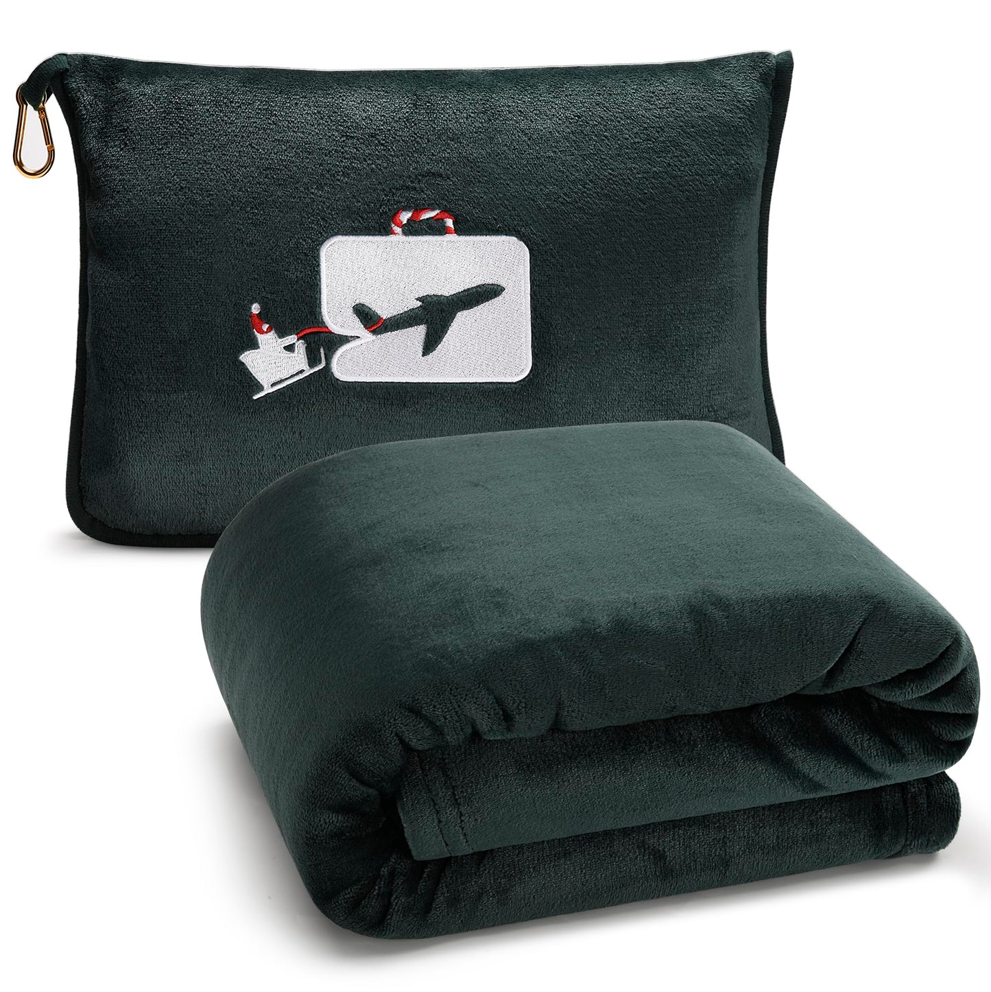 EverSnug Travel Blanket and Pillow - Ultra-Soft, Compact & Lightweight, 65x40 Inches, with Carry Case, Luggage Sleeve & Backpack Clip for Airplane Comfort (Black)