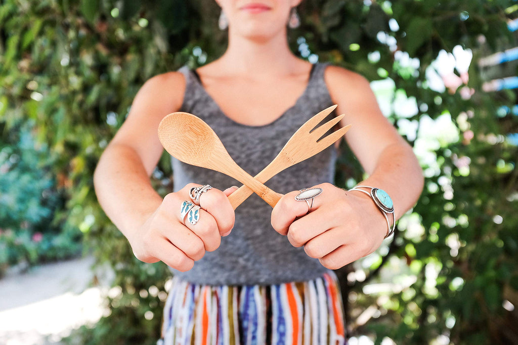 To Go Ware To Go Ware Reusable Bamboo Travel Utensils with Carrying Case & Carabiner Clip | Bamboo Utensils | Eco Friendly