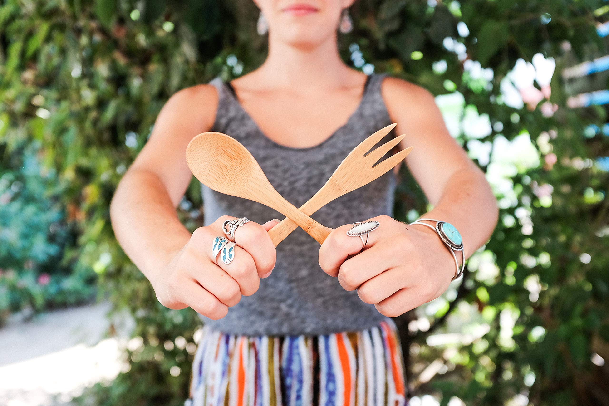 To Go Ware To Go Ware Reusable Bamboo Travel Utensils with Carrying Case & Carabiner Clip | Bamboo Utensils | Eco Friendly