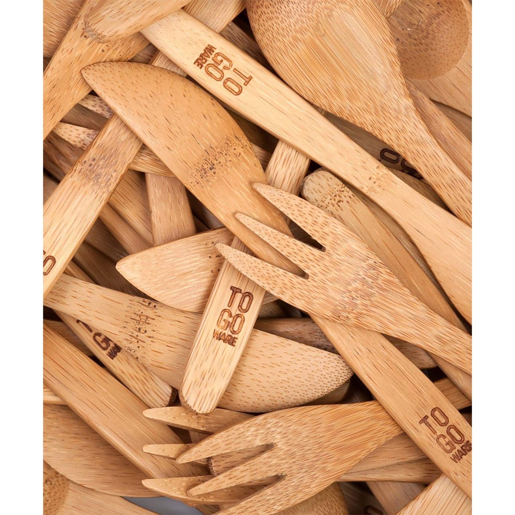 To Go Ware To Go Ware Reusable Bamboo Travel Utensils with Carrying Case & Carabiner Clip | Bamboo Utensils | Eco Friendly
