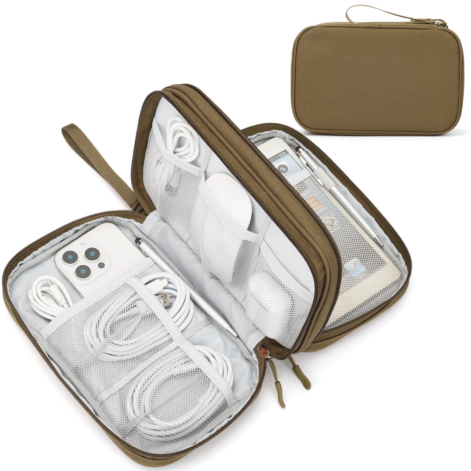 FYY Travel Cable Organizer Pouch Electronic Accessories Carry Case Portable Waterproof Double Layers All-in-One Storage Bag for Cord, Charger, Phone, Earphone Black