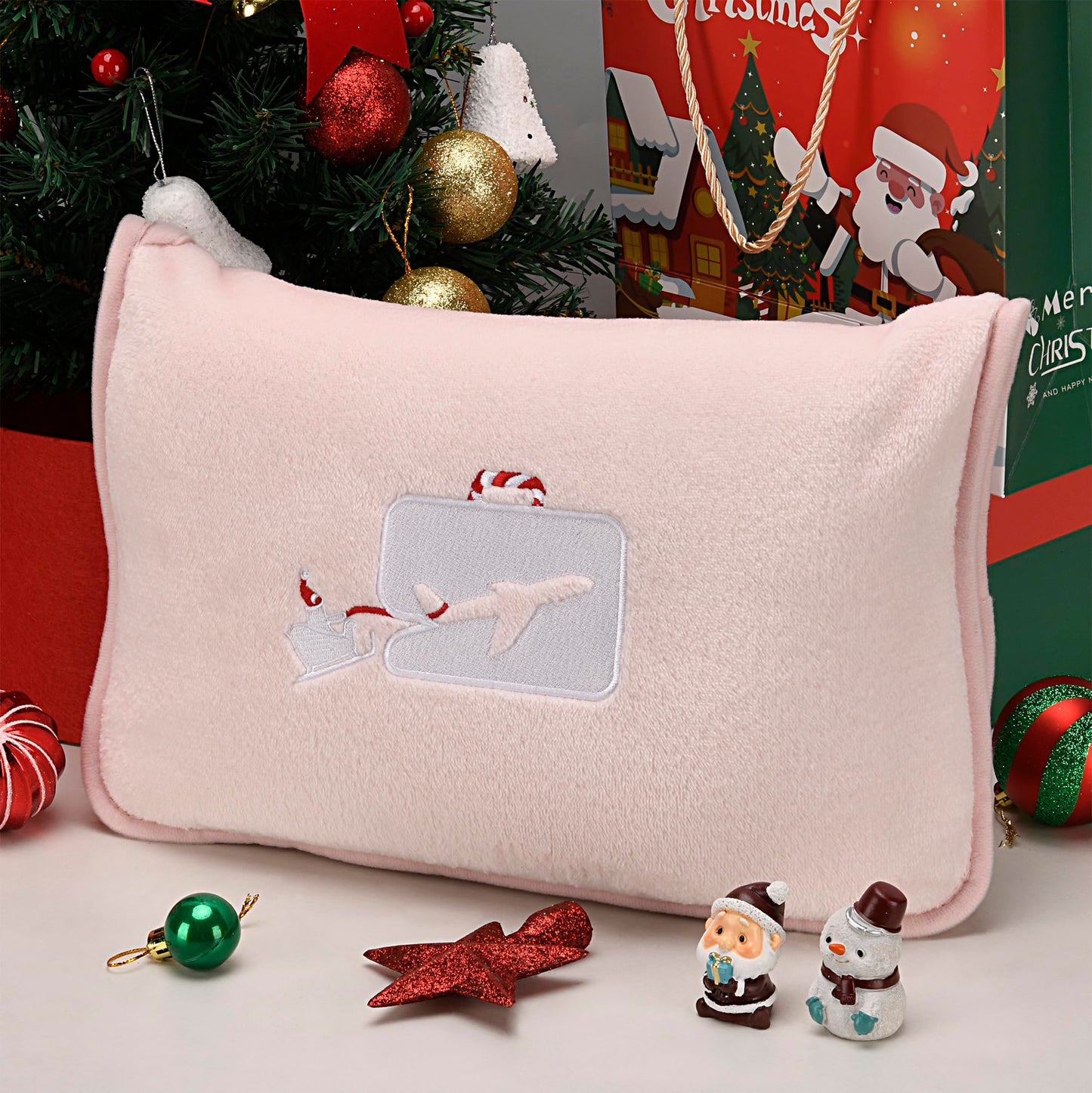 EverSnug Travel Blanket and Pillow - Ultra-Soft, Compact & Lightweight, 65x40 Inches, with Carry Case, Luggage Sleeve & Backpack Clip for Airplane Comfort (Black)