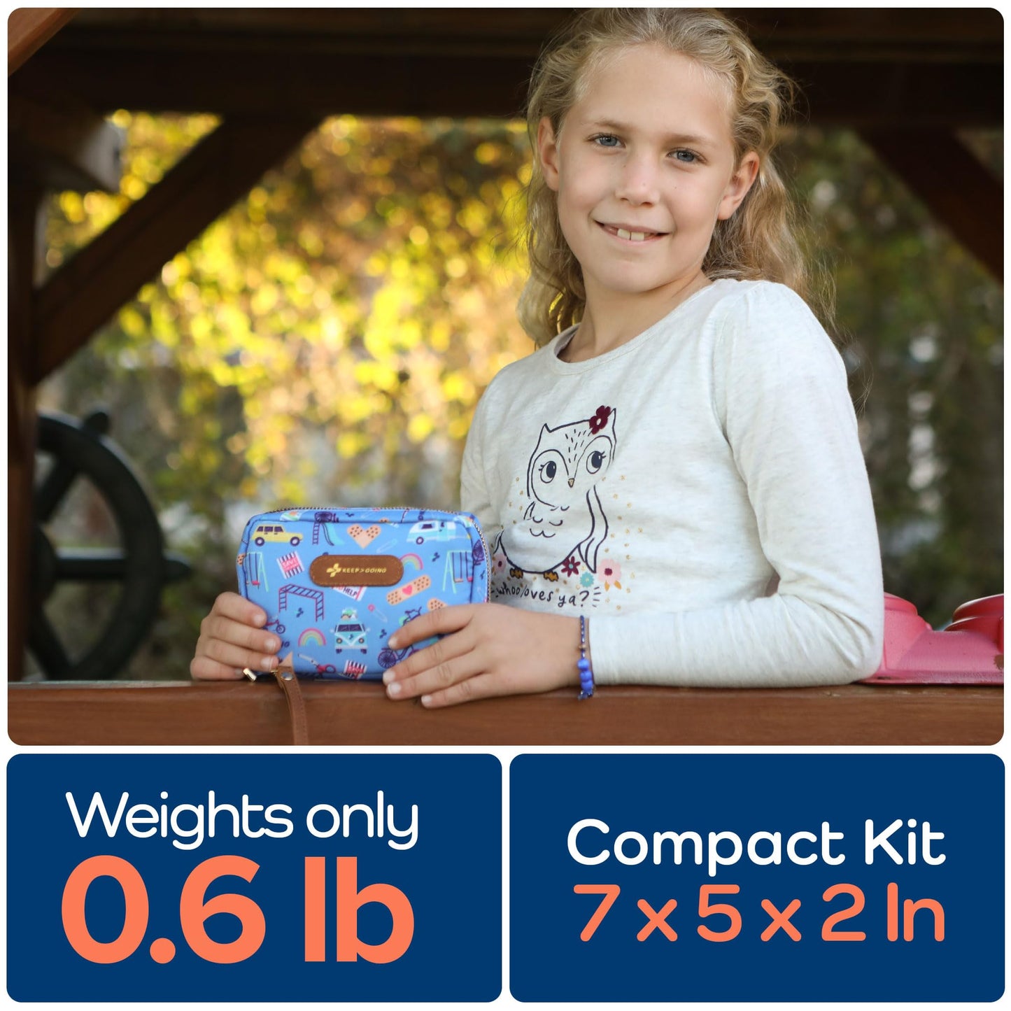 KeepGoing Travel First Aid Kit for Kids – 130 Pc. for Car, Home, Purse, Diaper Bag & Backpack with Latex-Free Bandages - Mini First Aid Kit Travel Size TSA-Approved