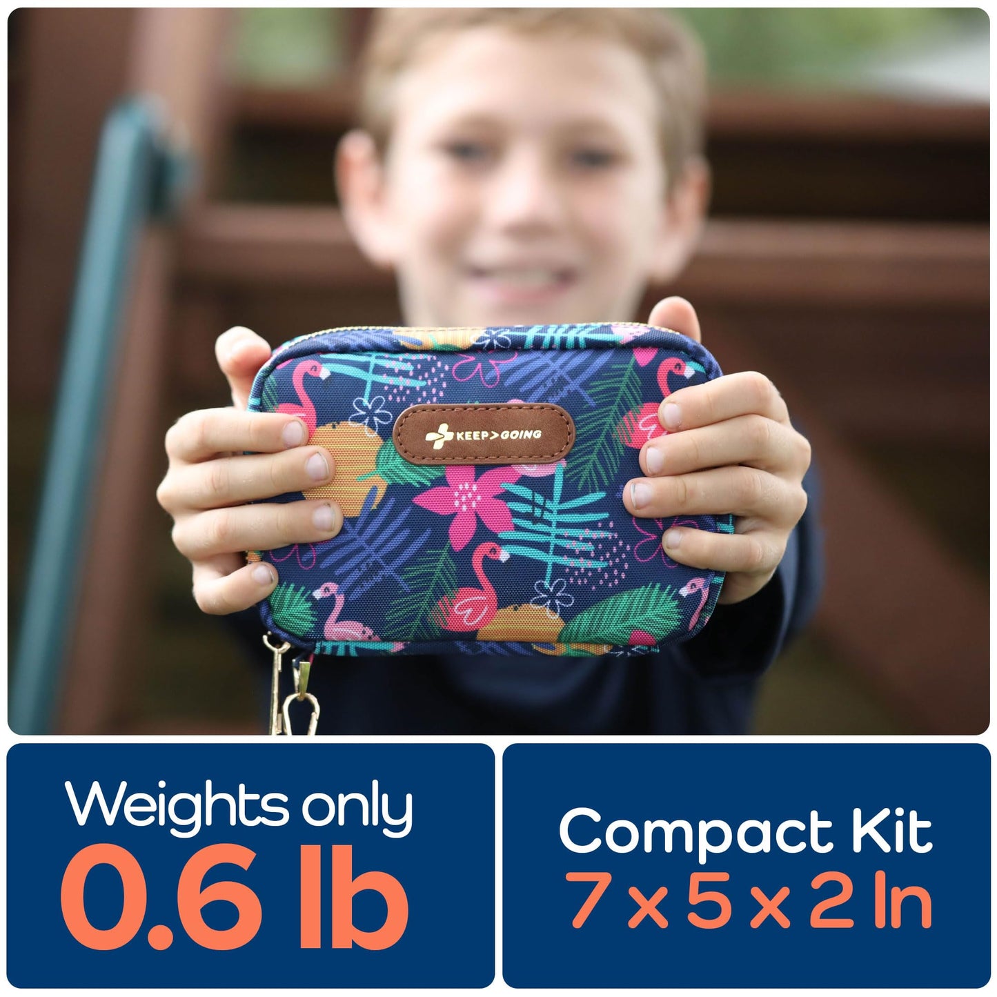 KeepGoing Travel First Aid Kit for Kids – 130 Pc. for Car, Home, Purse, Diaper Bag & Backpack with Latex-Free Bandages - Mini First Aid Kit Travel Size TSA-Approved