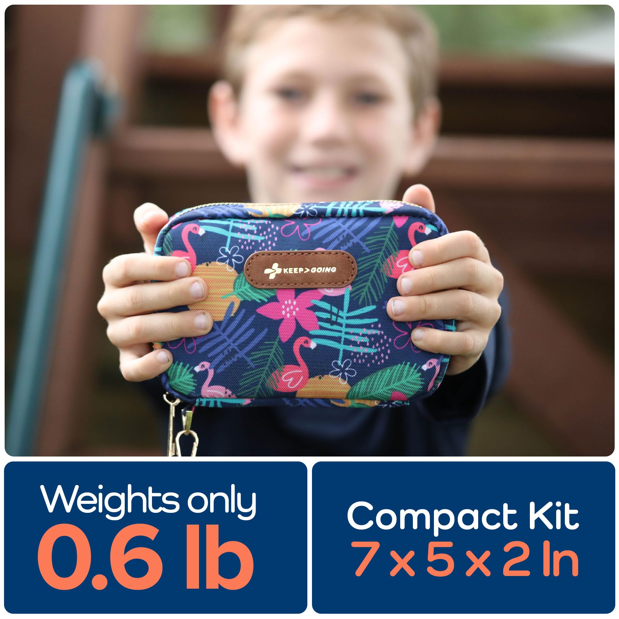 KeepGoing Travel First Aid Kit for Kids – 130 Pc. for Car, Home, Purse, Diaper Bag & Backpack with Latex-Free Bandages - Mini First Aid Kit Travel Size TSA-Approved