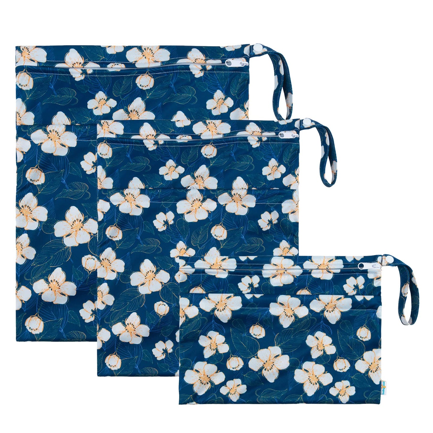 babygoal Wet Dry Bags 3 Pack, Waterproof Reusable Travel Bags for Swimsuits, Baby Cloth Diapers, Beach, Pool, Gym Bag & Wet Clothes with 2 Pockets L-BWG