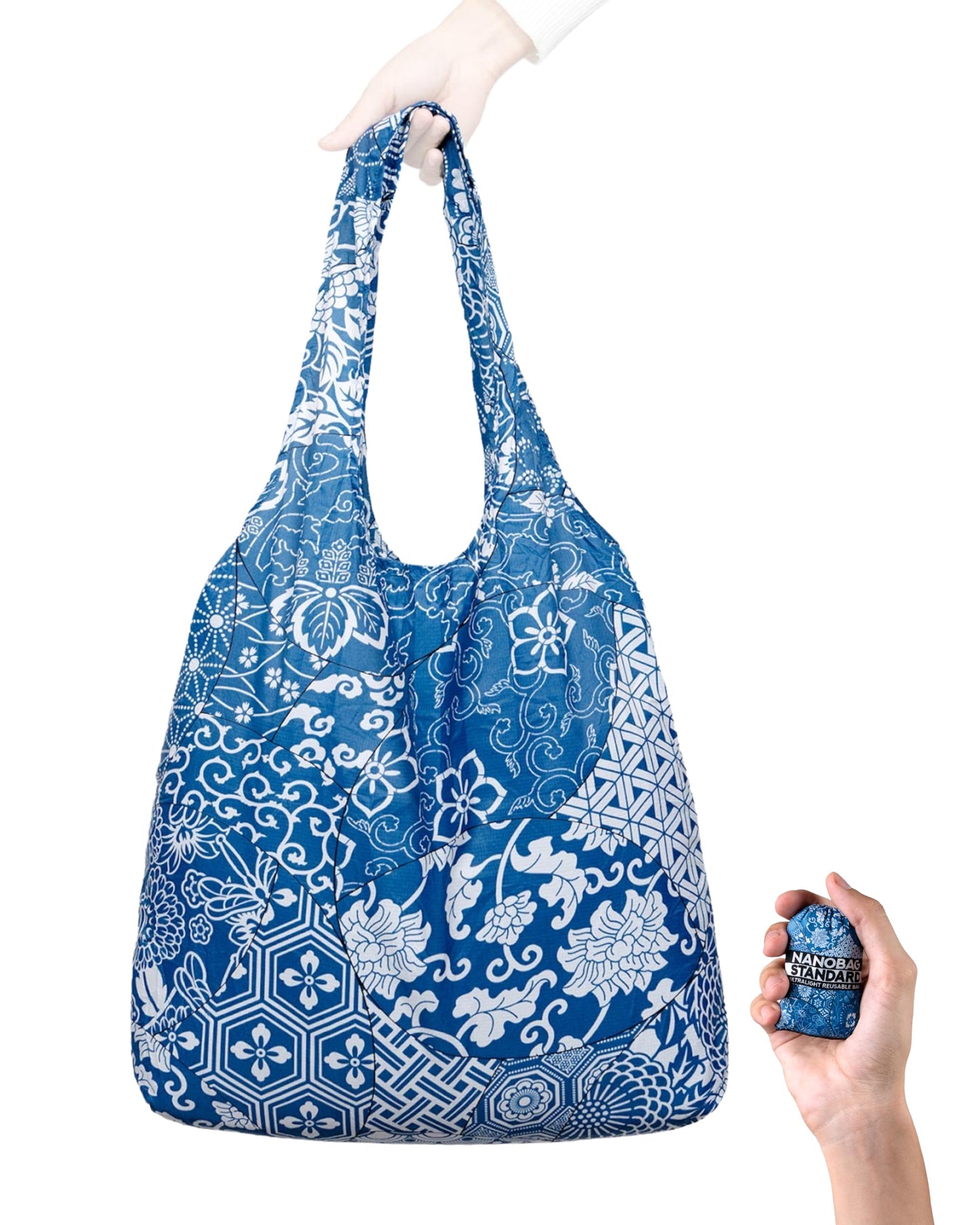 Nanobag Ultra-Lightweight Foldable Tote for Women & Men, Reusable Grocery & Travel Bag, Packable Collapsible Compact Market Essential (Standard Black)