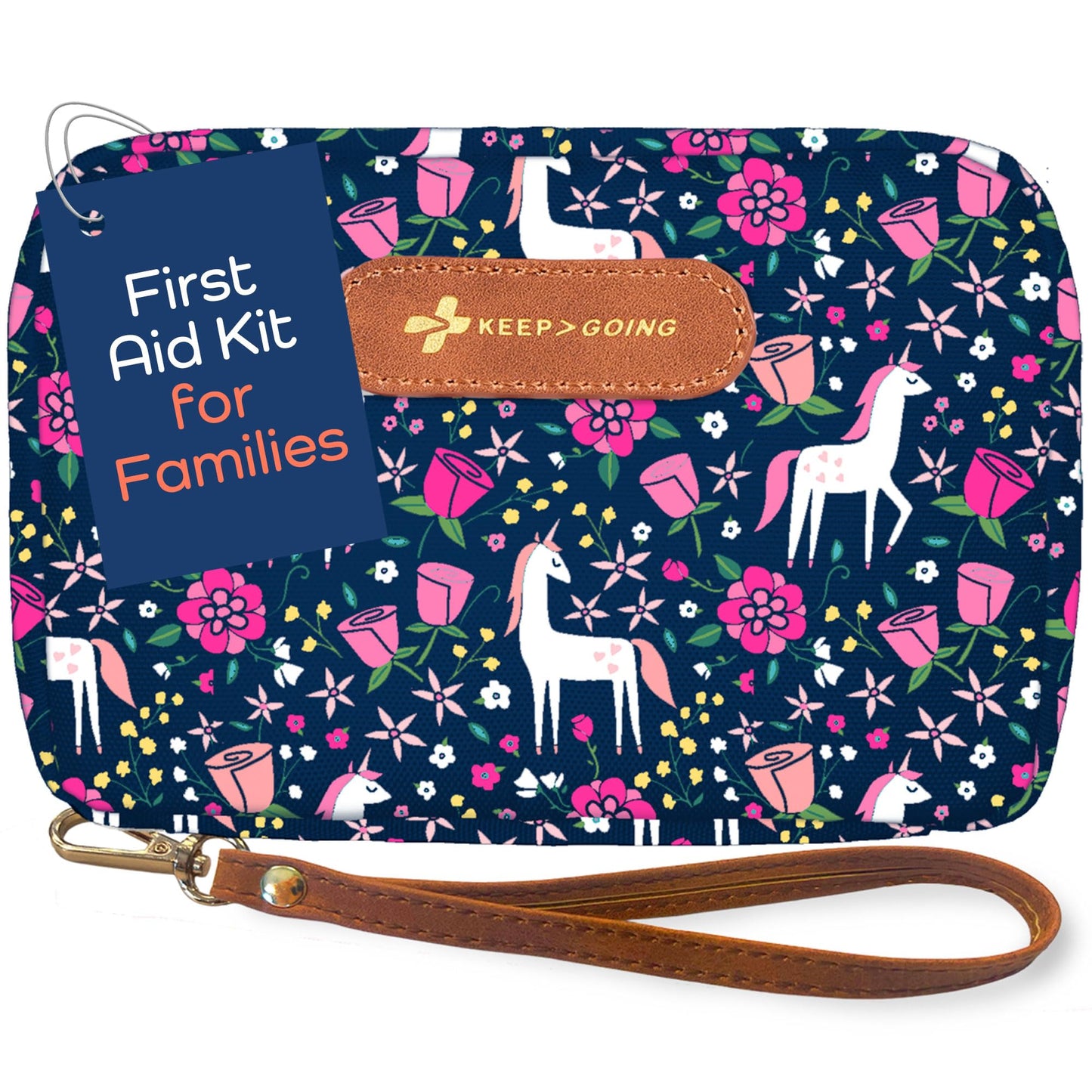 KeepGoing Travel First Aid Kit for Kids – 130 Pc. for Car, Home, Purse, Diaper Bag & Backpack with Latex-Free Bandages - Mini First Aid Kit Travel Size TSA-Approved