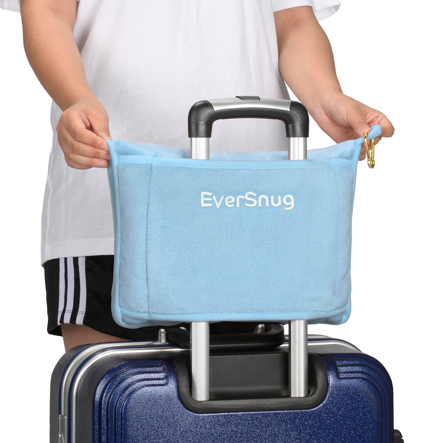 EverSnug Travel Blanket and Pillow - Ultra-Soft, Compact & Lightweight, 65x40 Inches, with Carry Case, Luggage Sleeve & Backpack Clip for Airplane Comfort (Black)