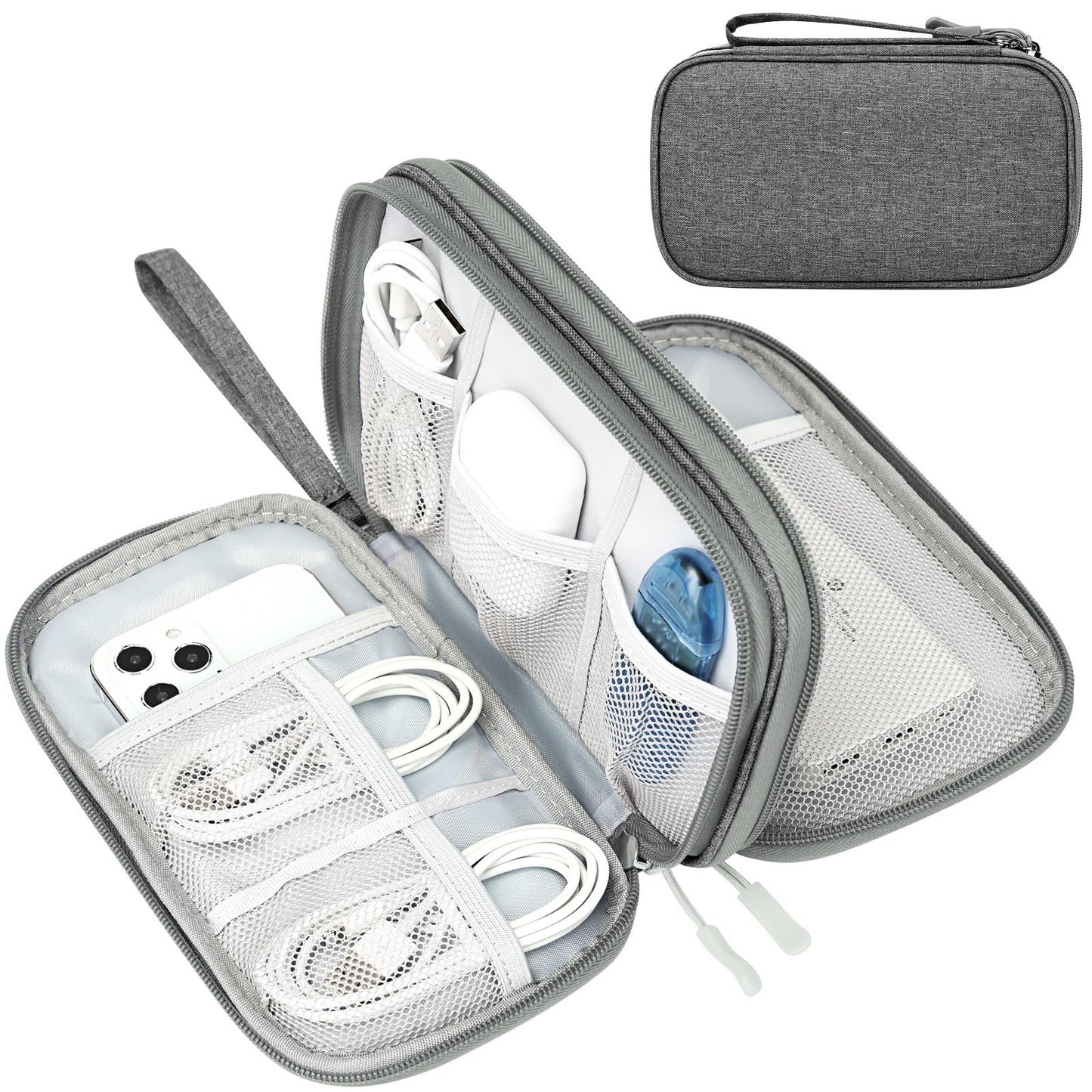 FYY Travel Cable Organizer Pouch Electronic Accessories Carry Case Portable Waterproof Double Layers All-in-One Storage Bag for Cord, Charger, Phone, Earphone Black