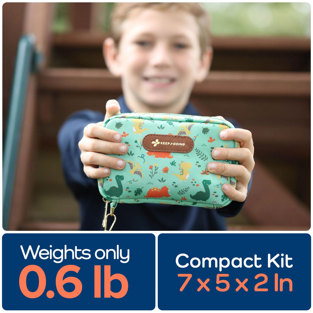 KeepGoing Travel First Aid Kit for Kids – 130 Pc. for Car, Home, Purse, Diaper Bag & Backpack with Latex-Free Bandages - Mini First Aid Kit Travel Size TSA-Approved