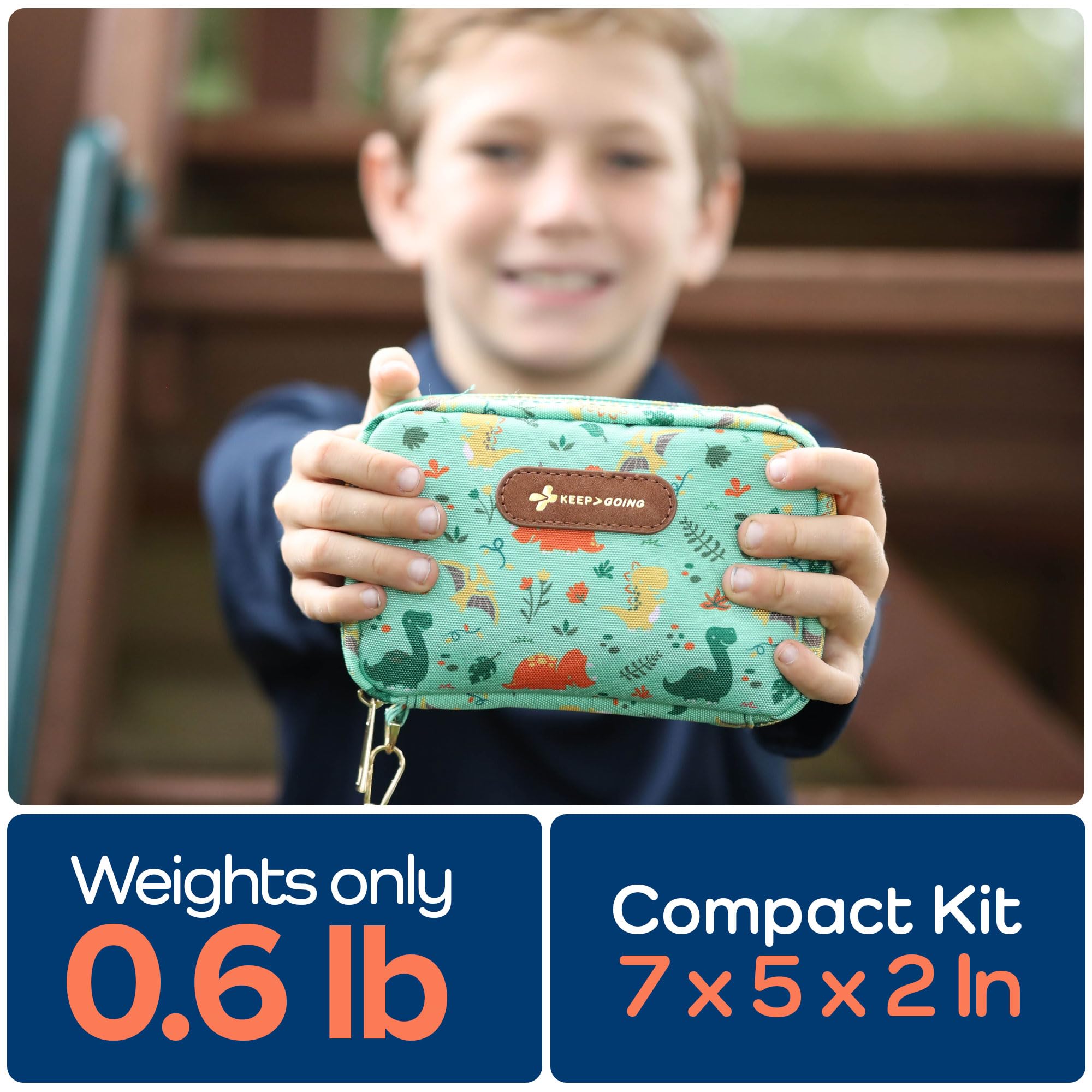 KeepGoing Travel First Aid Kit for Kids – 130 Pc. for Car, Home, Purse, Diaper Bag & Backpack with Latex-Free Bandages - Mini First Aid Kit Travel Size TSA-Approved