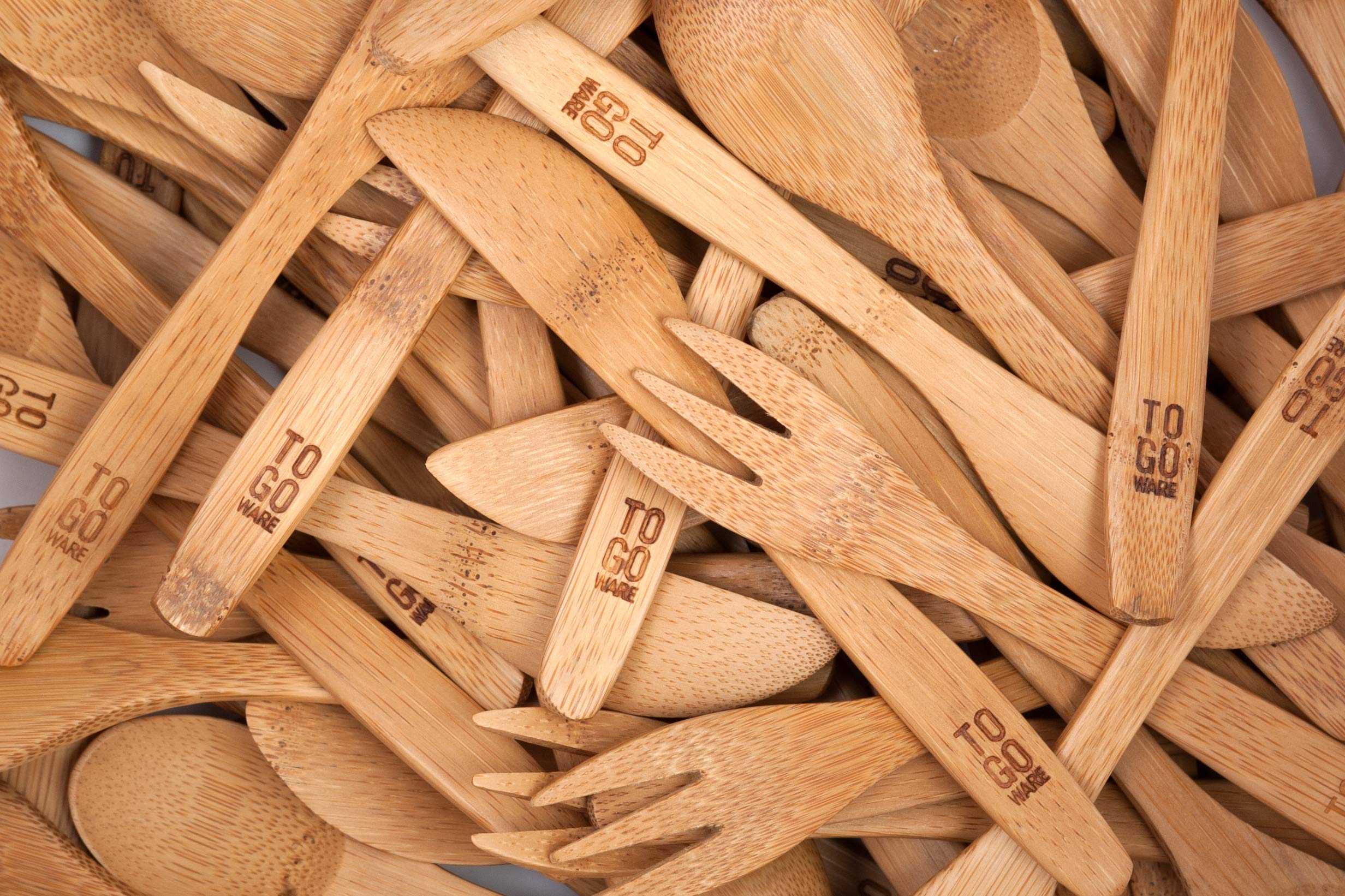 To Go Ware To Go Ware Reusable Bamboo Travel Utensils with Carrying Case & Carabiner Clip | Bamboo Utensils | Eco Friendly